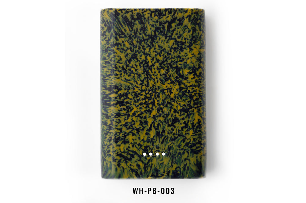 Marbled green and black power bank with 'WH-PB-003' label on a white background